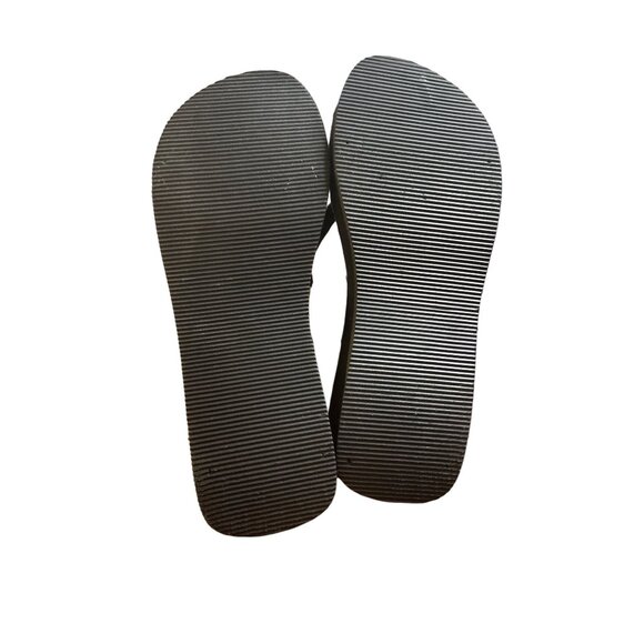 Black Multicolor Beaded Platform Thong Flip Flop Slip On Shoes Sz XL - Picture 3 of 7